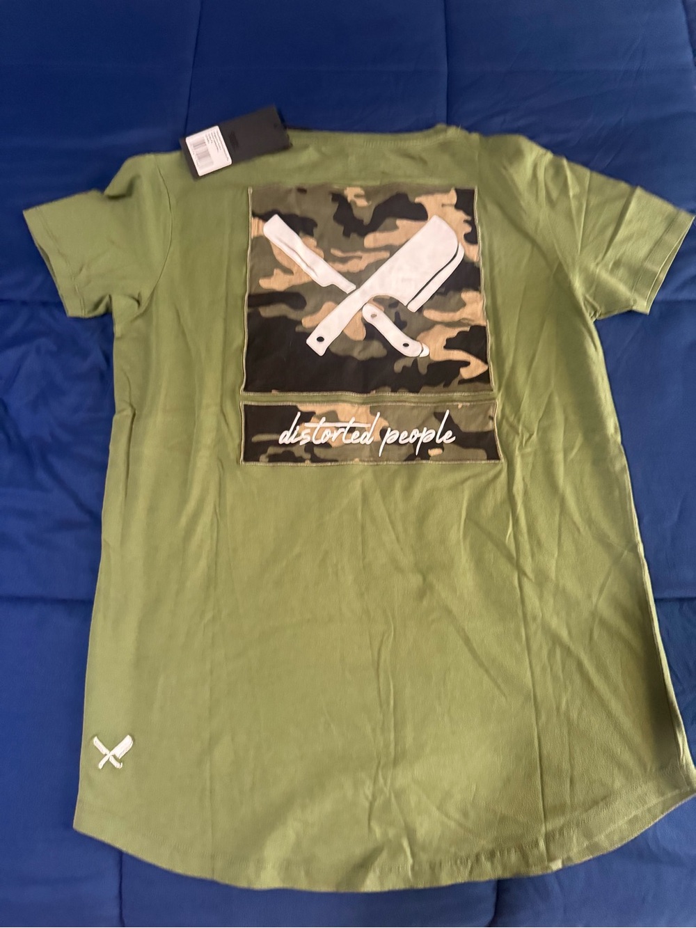 Distorted People Olive Green Short Sleeve Camo Graphic Tee